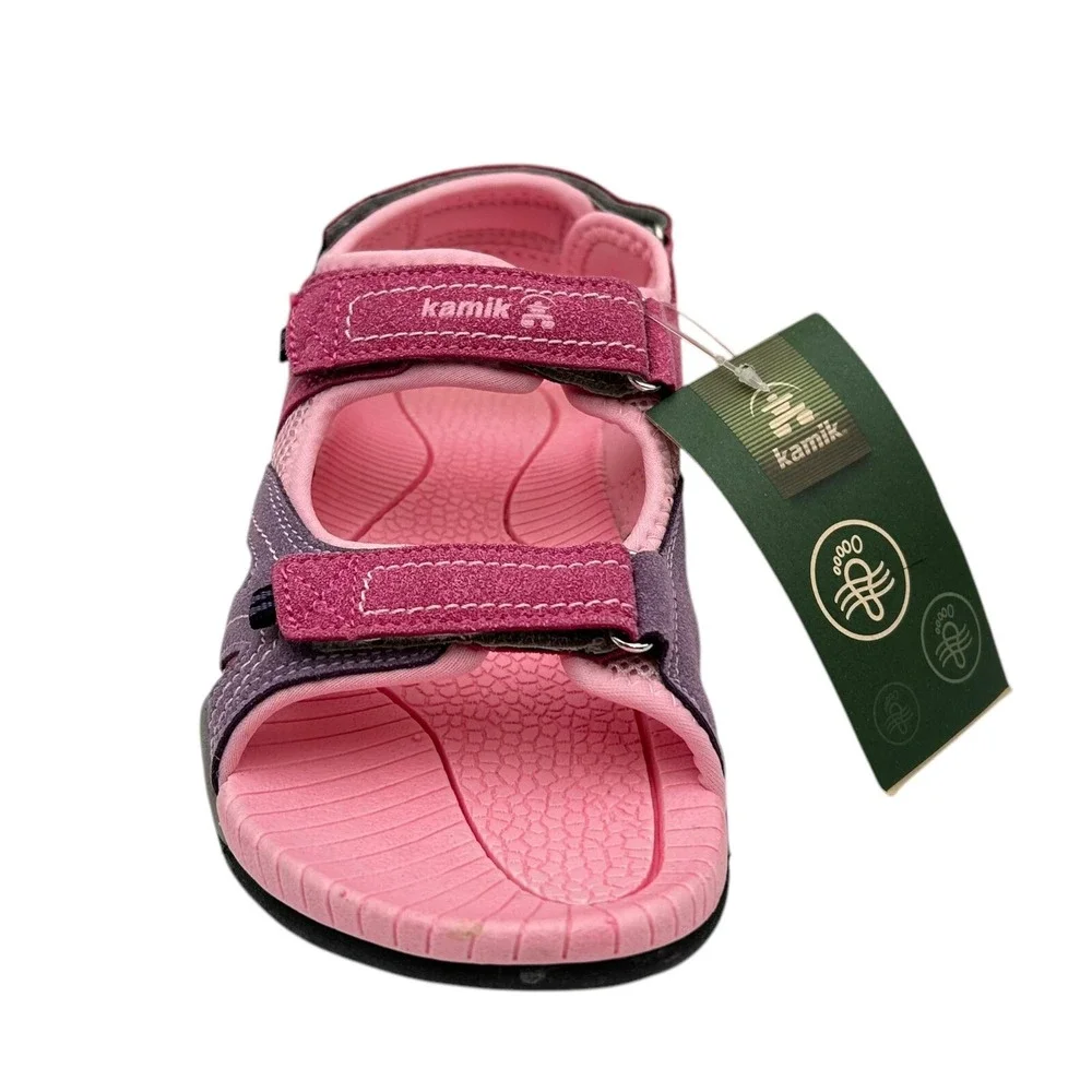 Kamik Youth Girls Suede Strappy Sandals Pink Lavender Size 6 Adjustable Straps